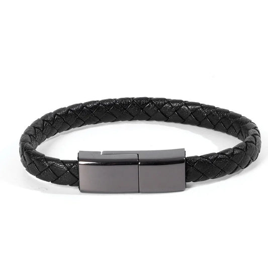 Leather Bracelet Charger USB Charging Cable Braided Cords USB Portable Data Transfer Cable for Iphone Samsung Huawei Xiaomi