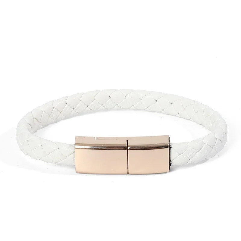 Leather Bracelet Charger USB Charging Cable Braided Cords USB Portable Data Transfer Cable for Iphone Samsung Huawei Xiaomi